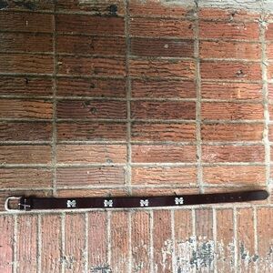 Enmon Brown Leather Belt with Silver Tone MS State Conchos Kids M